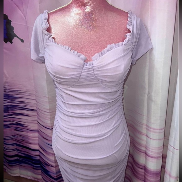 lavender mesh off the shoulder dress - Picture 1 of 3